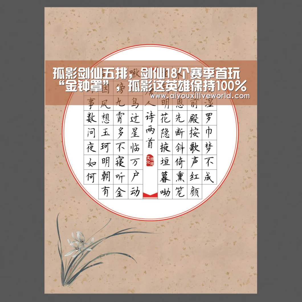 孤影剑仙五排,剑仙18个赛季首玩“金钟罩”,孤影这英雄保持100%胜率‘爱游戏APP’(图1) 爱游戏APP